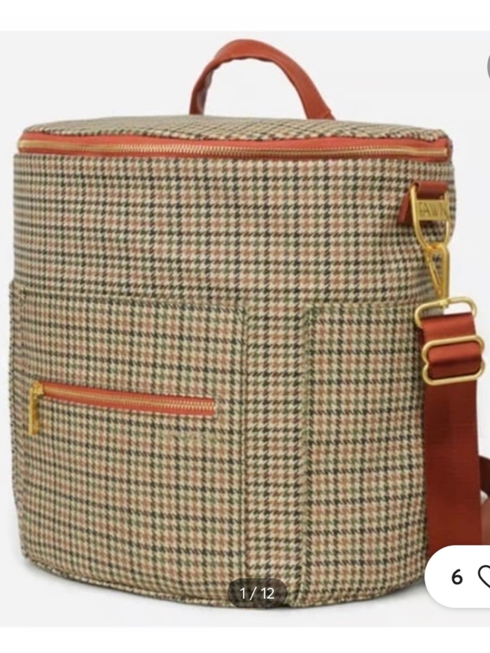 Fawn Design Plaid Convertible Backpack in Brown and Tan with Rust Trim